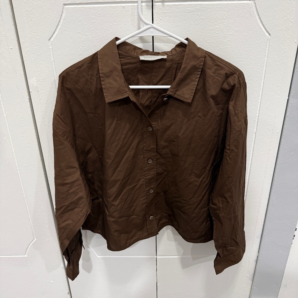 NWOT Everlane Brown The Woven PJ Top